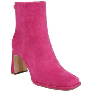 Sam Edelman Irie Square Toe Ankle Booties 9.5 Hot Pink Bright Dahlia Suede